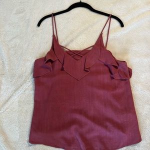 Moon River spaghetti strap top in muted burgundy, size M